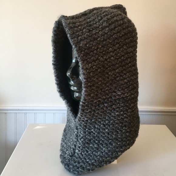 Hand-knitted, Chunky Knit, Grey Hoodie